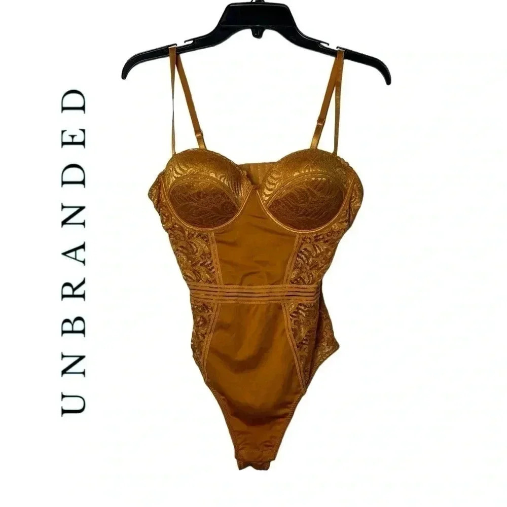1649. UNBRANDED PADDED CHEEKY‎ BODYSUIT ADJUSTABLE SPAGHETTI STRAPS SIZE LARGE